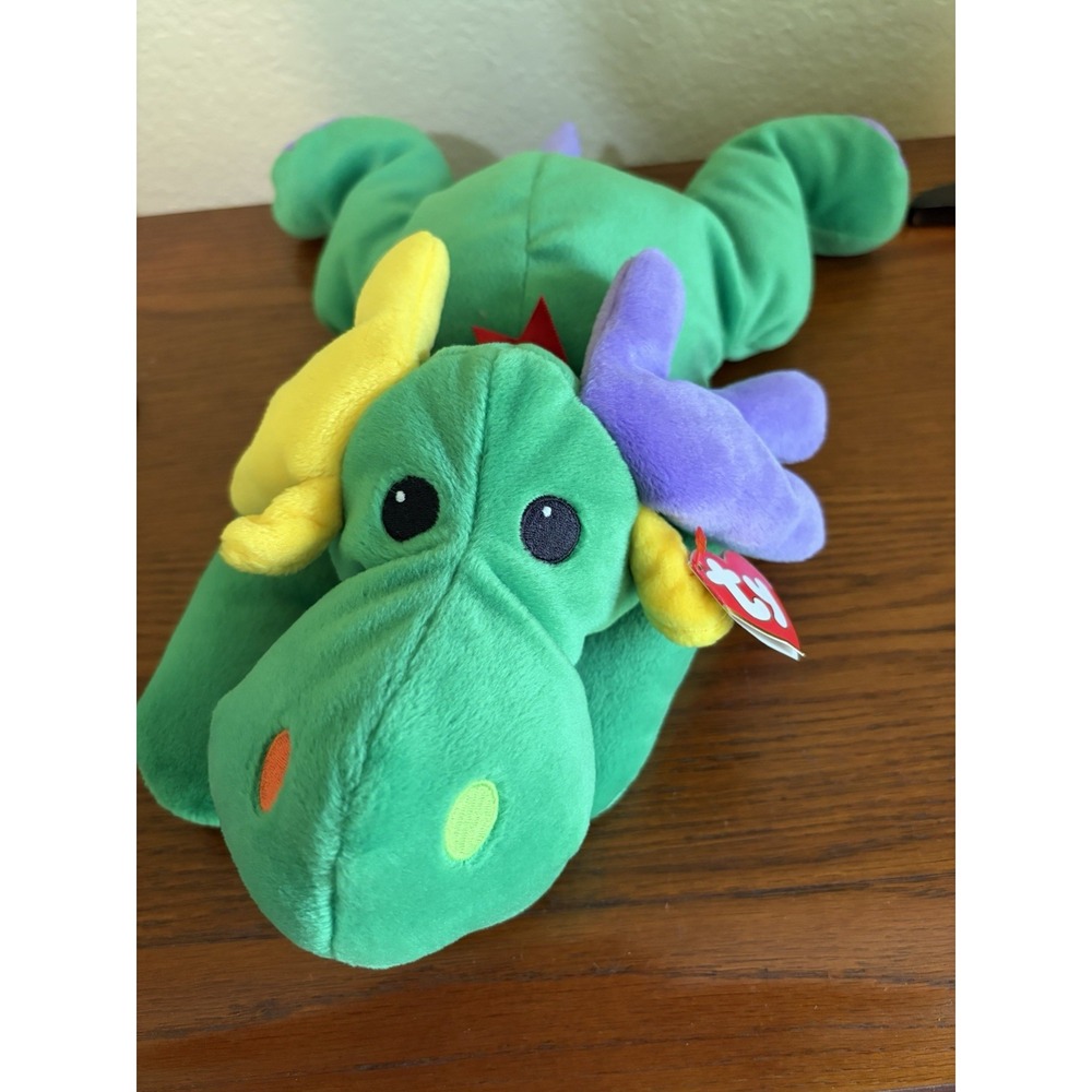 Vintage Ty Beanie Baby Antlers Moose Green Plush Retired 15" With Tag 1998